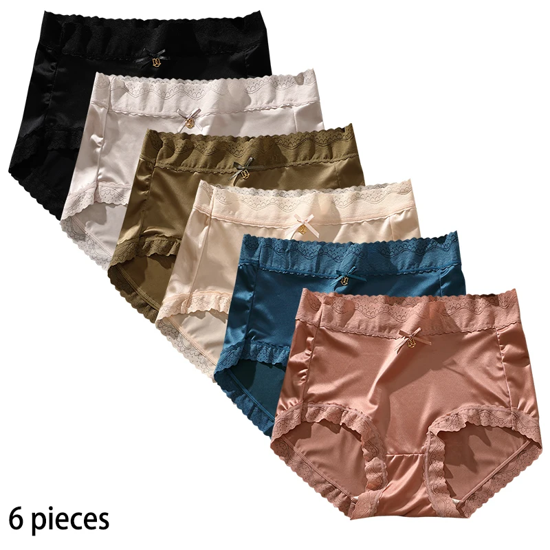 6 pezzi biancheria intima da donna mutandine di seta di ghiaccio slip morbidi e lisci di grandi dimensioni 40-70 kg pantaloni a triangolo lingerie