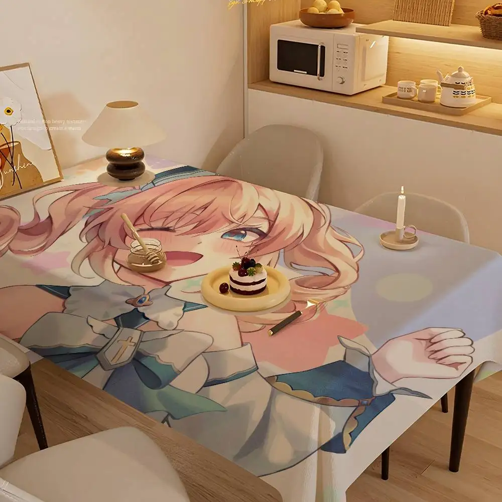 Genshin Impact Barbara Table Stain Resistant Decorative Washable Polyester Tablecloths For Dining Table Parties And Wedding