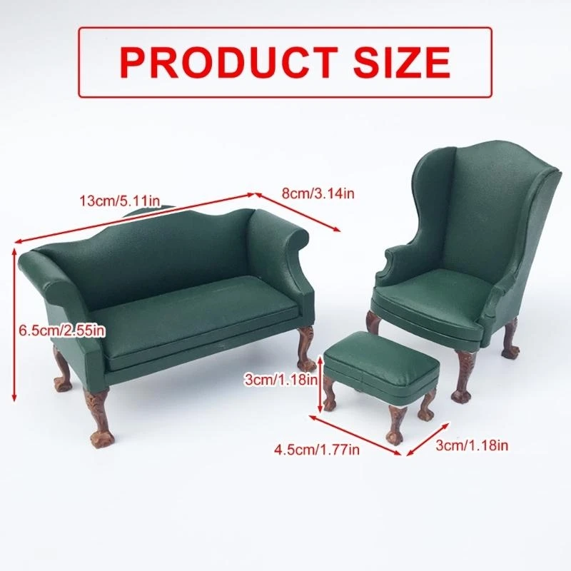 Slaapkamer lederen loveseat/single miniatuur meubels model poppen huizen accessoire realistische speelset 1:12