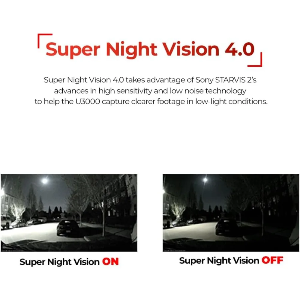 U3000 2CH 4K Front Dash Cam, 2K Rear Cam, STARVIS 2 Sensor Night Vision