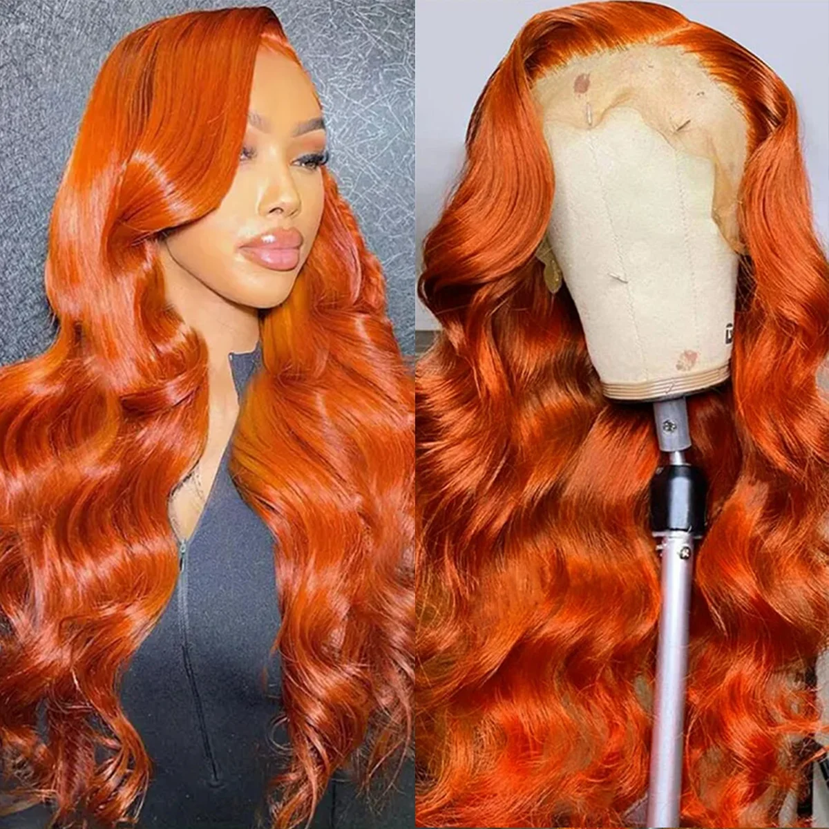 

32 40 Inch Ginger Hd Lace Wig 13x6 Human Hair Brazilian Body Wave Human Hair Wigs Transparent Orange Colored 13x4 Lace Front Wig