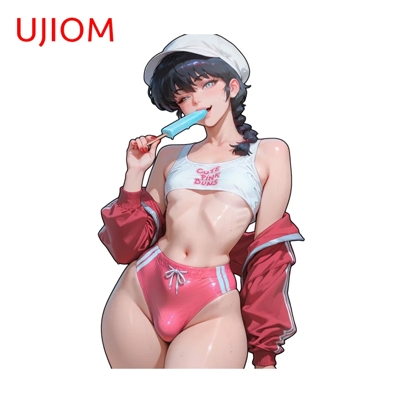 UJIOM Pink Femboy Eat Popsicles Wall Sticker Enchanting Fashionable Chic Sunscreen Decal Suitable For Light Switch Decor
