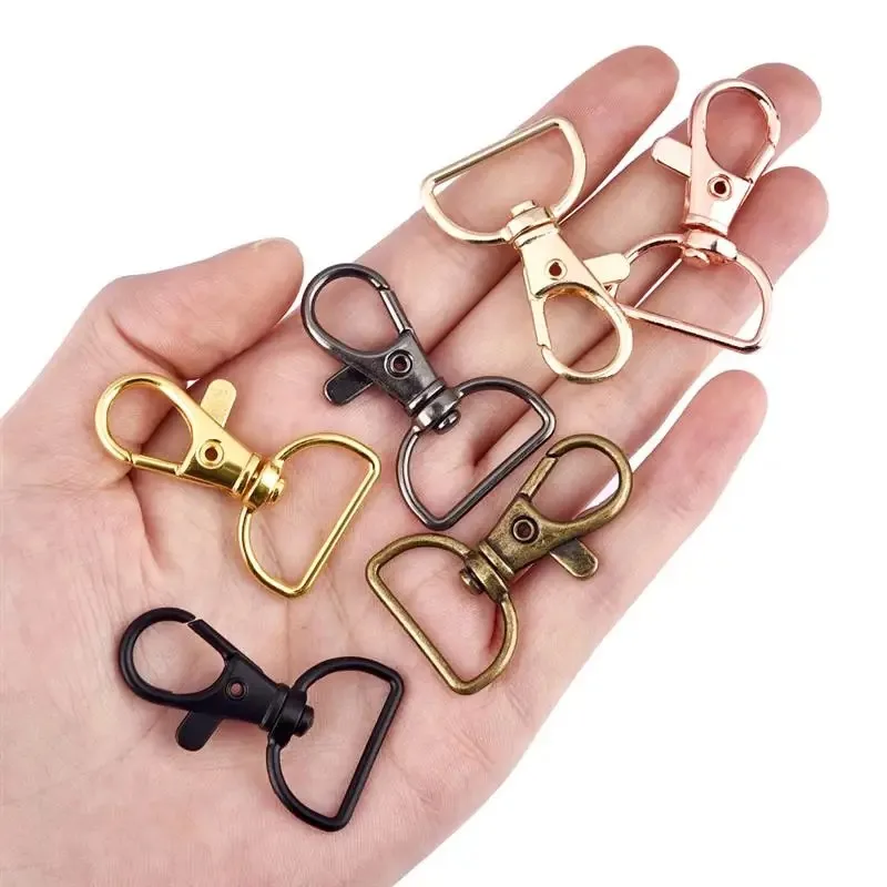 6Pcs Swivel Clasps with D Rings Lanyard Snap Hooks Keychain Clip Hook Metal Lobster Claw Clasps for Bag DIY Luggage Accessories