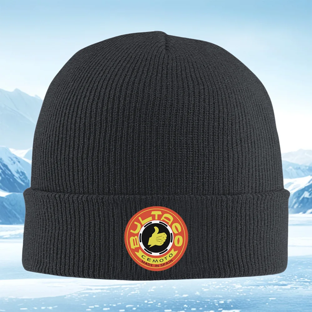 Logo main jaune avec fond noir hommes femmes unisexe tricoté chapeau bonnet pull casquette hiver thermique chaud noël extérieur Cy