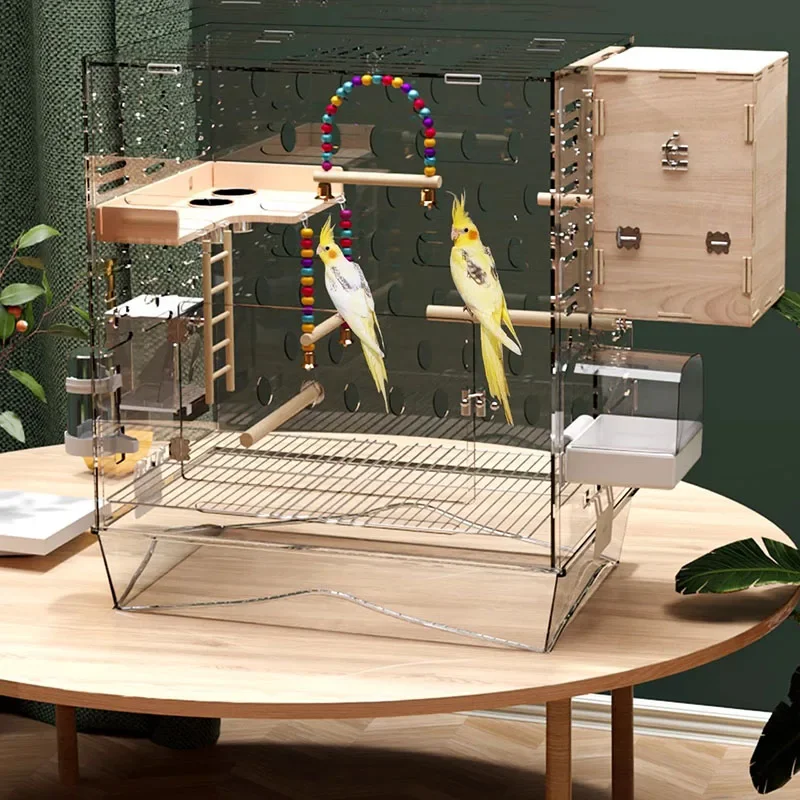 Acrylic Clear Bird Cages Perch Bag Cockatiel Hammocks Pigeon Swing Playground Bird Cages Carrier Pajaros Jaula Pet Products