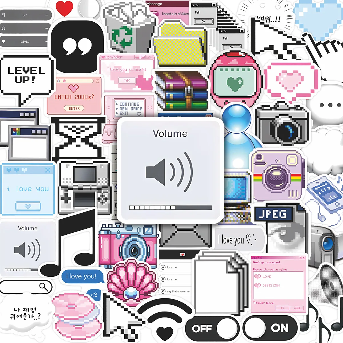 

52PCS Funny Programming Internet Emoticon Stickers Pixels Decals For Phone Laptop Suitcase Notebook SkateWaterproof Stickers