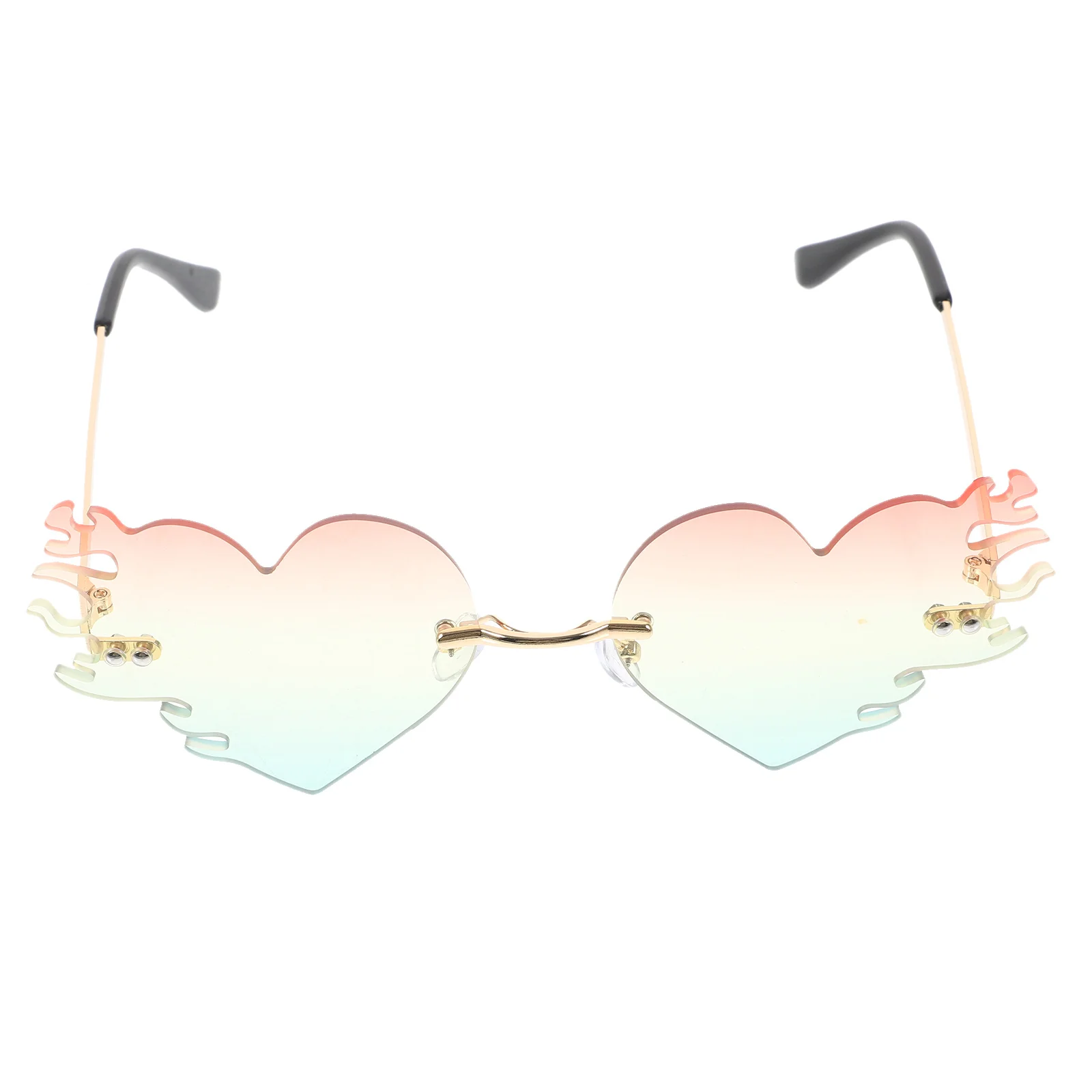 

Frameless Metal Heart Sunglasses Party Glasses Trendy Funny Sunglasses for Women Men Adults Heart Glasses Party Eyeglasses