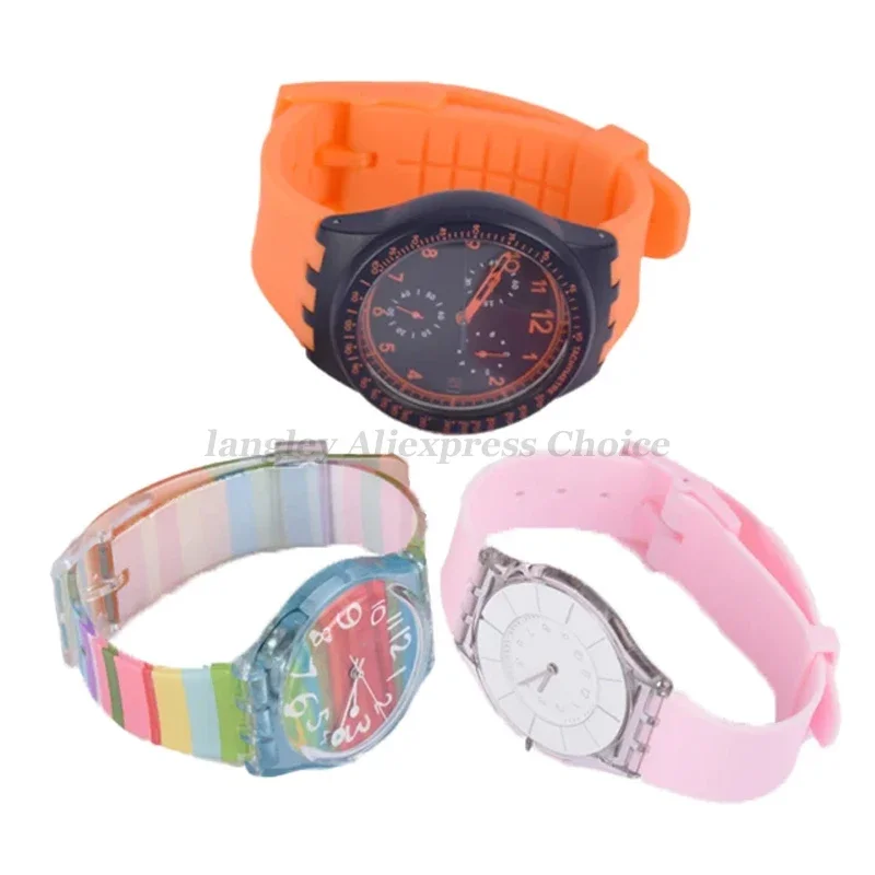 Soft Silicone Watch Bracelet 16mm 17mm 19mm 20mm for Swatch Watch Colorful Watchband Strap Sport Men Women Wristband Replacement