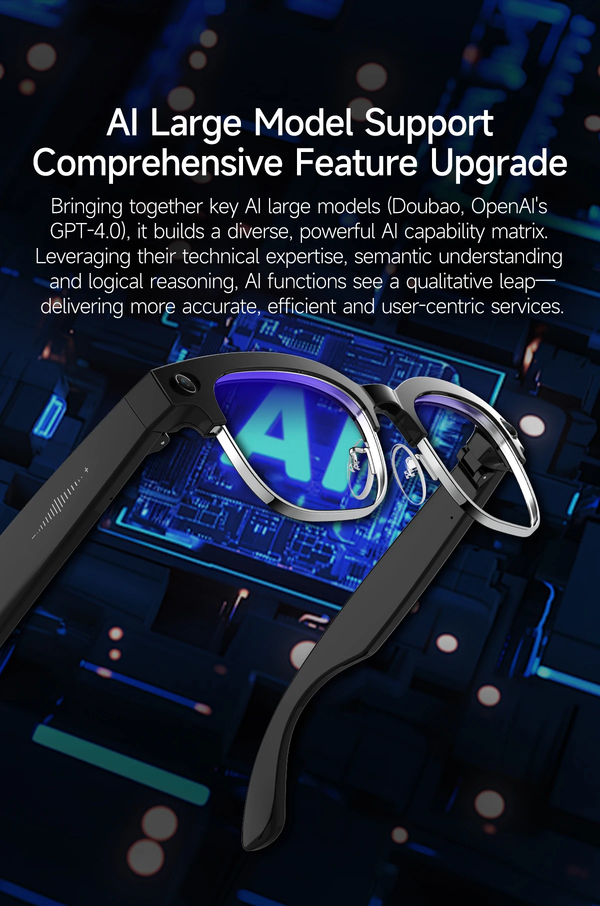 2026 Neue KI-Smart-Brille mit 120+ Sprachübersetzung, 800W Pixel Kamera, Video-Musikplayer, Anruffunktion, Business 8K Farbwechsel-Brille für Herren – Detail 9