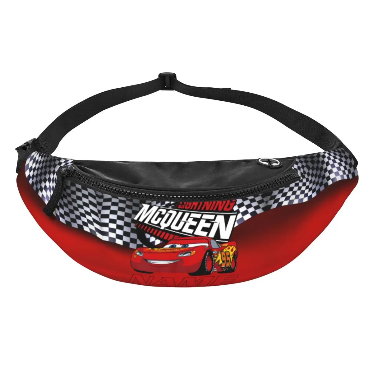 

Custom Lightning Anime Car M-McQueen Fanny Pack Women Men Fashion Crossbody Waist Bag for Running Phone Money Pouch