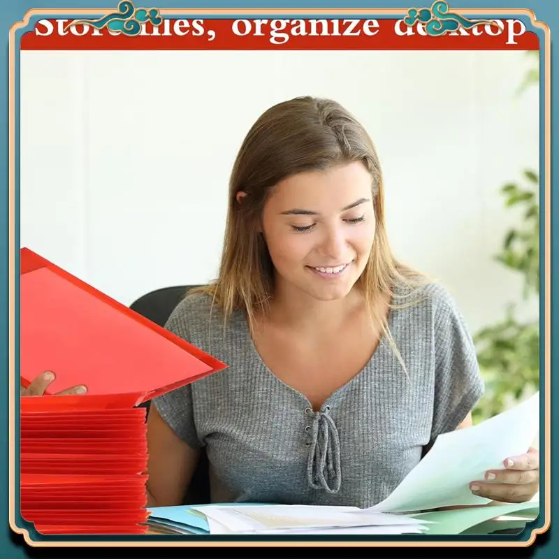 (New)-12PCS Plastic File Folders For Documents A4 Plastic Envelopes Folders For School Home B