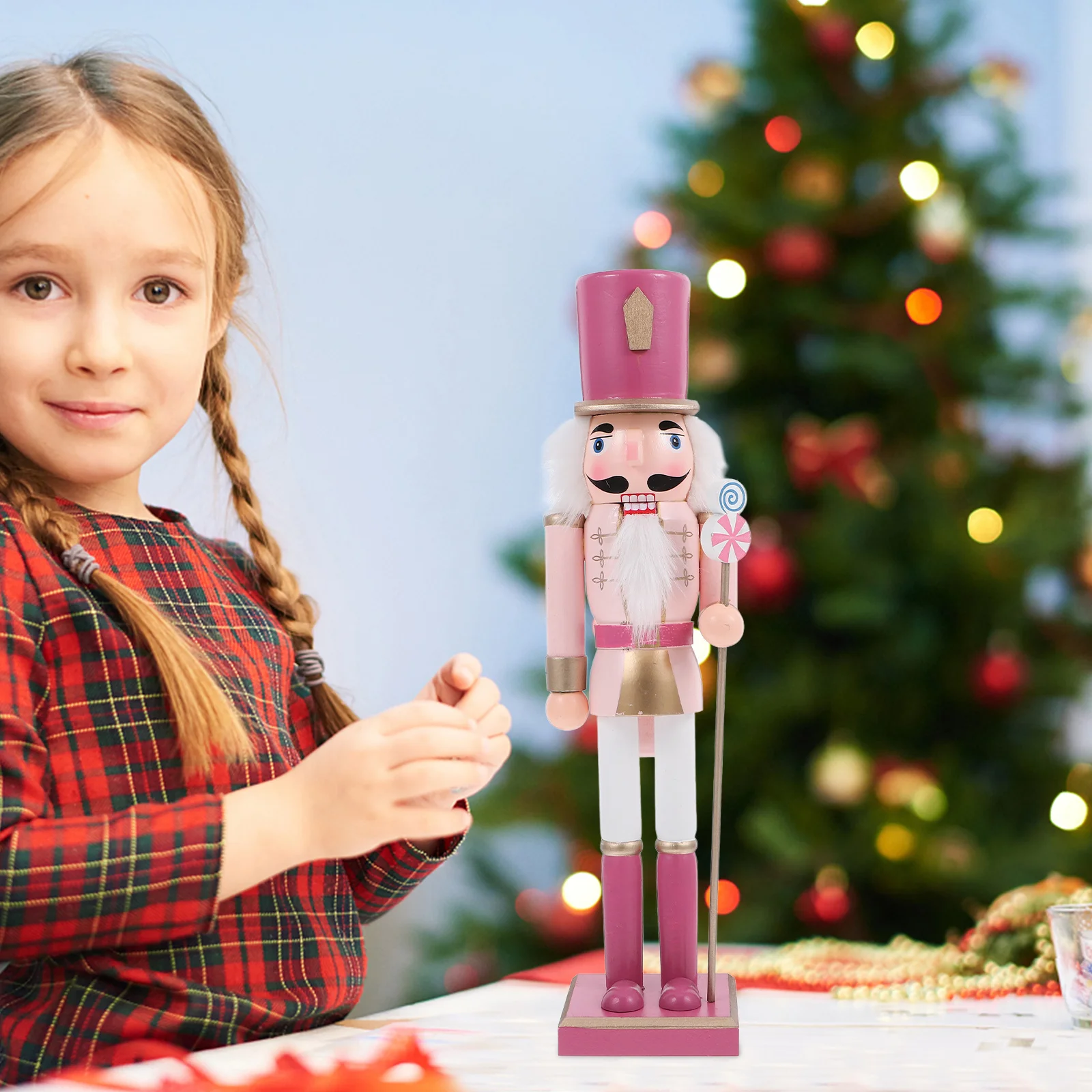 

38cm Wooden Nutcracker Soldier Puppet Christmas Decor Creative Home Table Ornament Holiday Decorations Vivid Color Stable