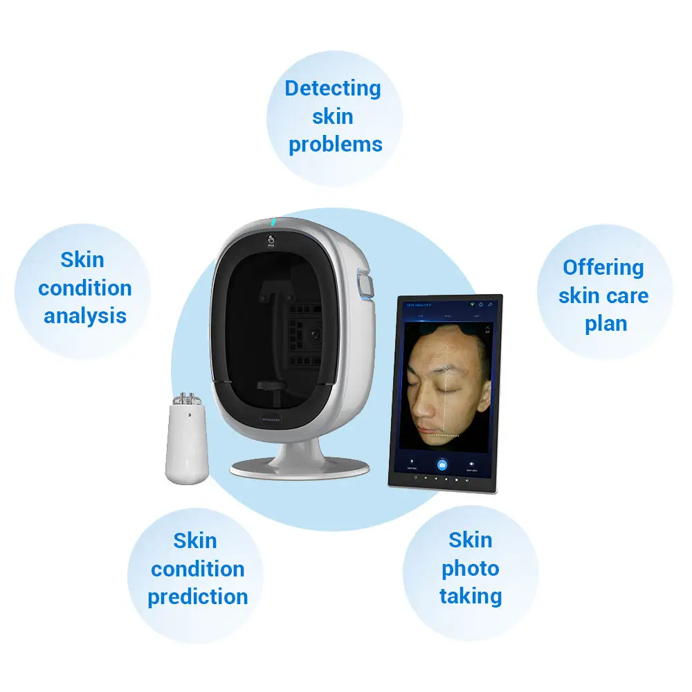 Myoslim O1 ثلاثية الأبعاد AI محلل بشرة الوجه كشف مشكلة الجلد التشخيص 8 الطيف تحليل المهنية معدات صالون تجميل