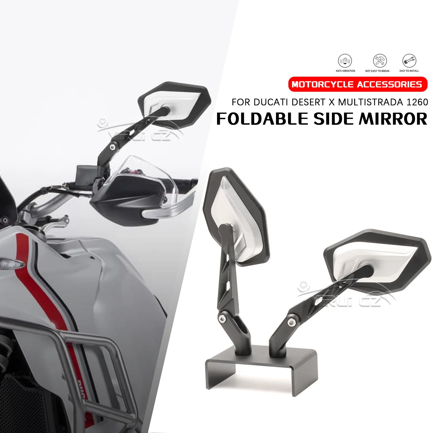 

NEW Motorcycle Accessories FOR DUCATI Desert X Multistrada 1260 New CNC Aluminum Foldable Rearview Mirror Adjustable Side Mirror
