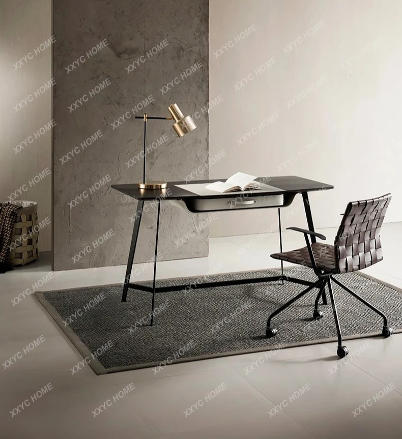 minimalist desk  saddle leather modern simple light luxury home desk