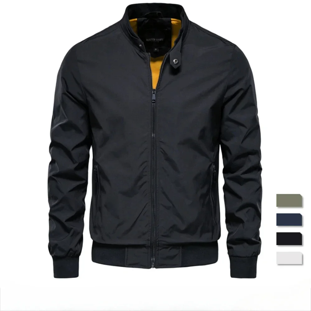 

Solid Color Baseball Jacket Men Casual Stand Collar Bomber Mens Jackets Autumn High Quality Slim Fit Jackets for Men