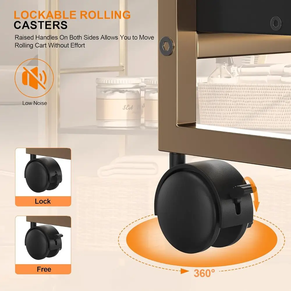 รถเข็นเสริมสวยเคลื่อนที่พร้อมล้อล็อคได้: ลิ้นชักเก็บของสำหรับอุปกรณ์ทำผม, แต่งหน้า, สปา, นวด, ต่อขนตา, สัก, อุปกรณ์ทำเล็บเท้า