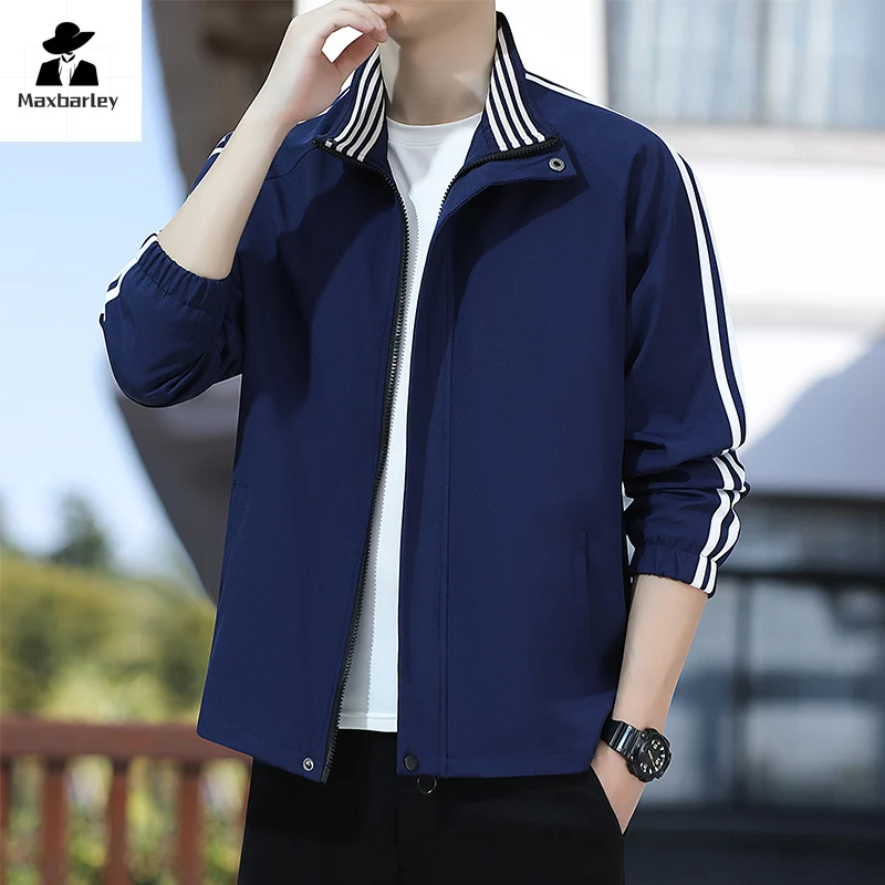 Autumn 2024 Cargo Jacket Men's Casual All-match Loose Waterproof Windbreaker Men's Business Office Collar Coat Fashion Clothing