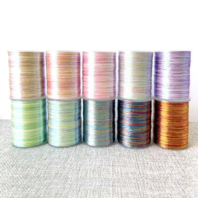 150D Single Strand Iridescent Metallic French Embroidery Thread - Gradient Segment Dyeing for Handcrafted Accessories, 200 Meter