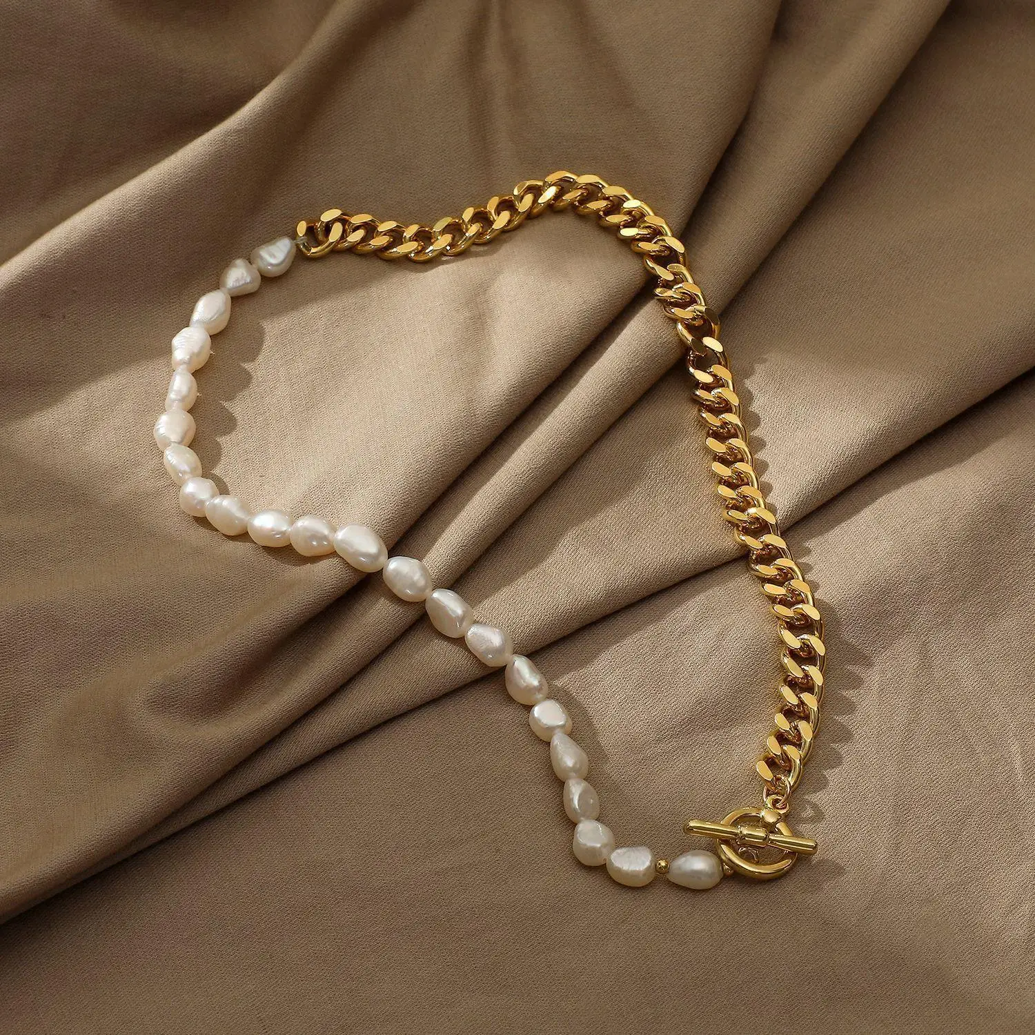 Original Schmuck Natürliche Barocke Süßwasser Perle 14K Gold Gefüllt Weibliche Asymmetrie Ketten Halskette Für Frauen Geburtstag Geschenke – Detail 6