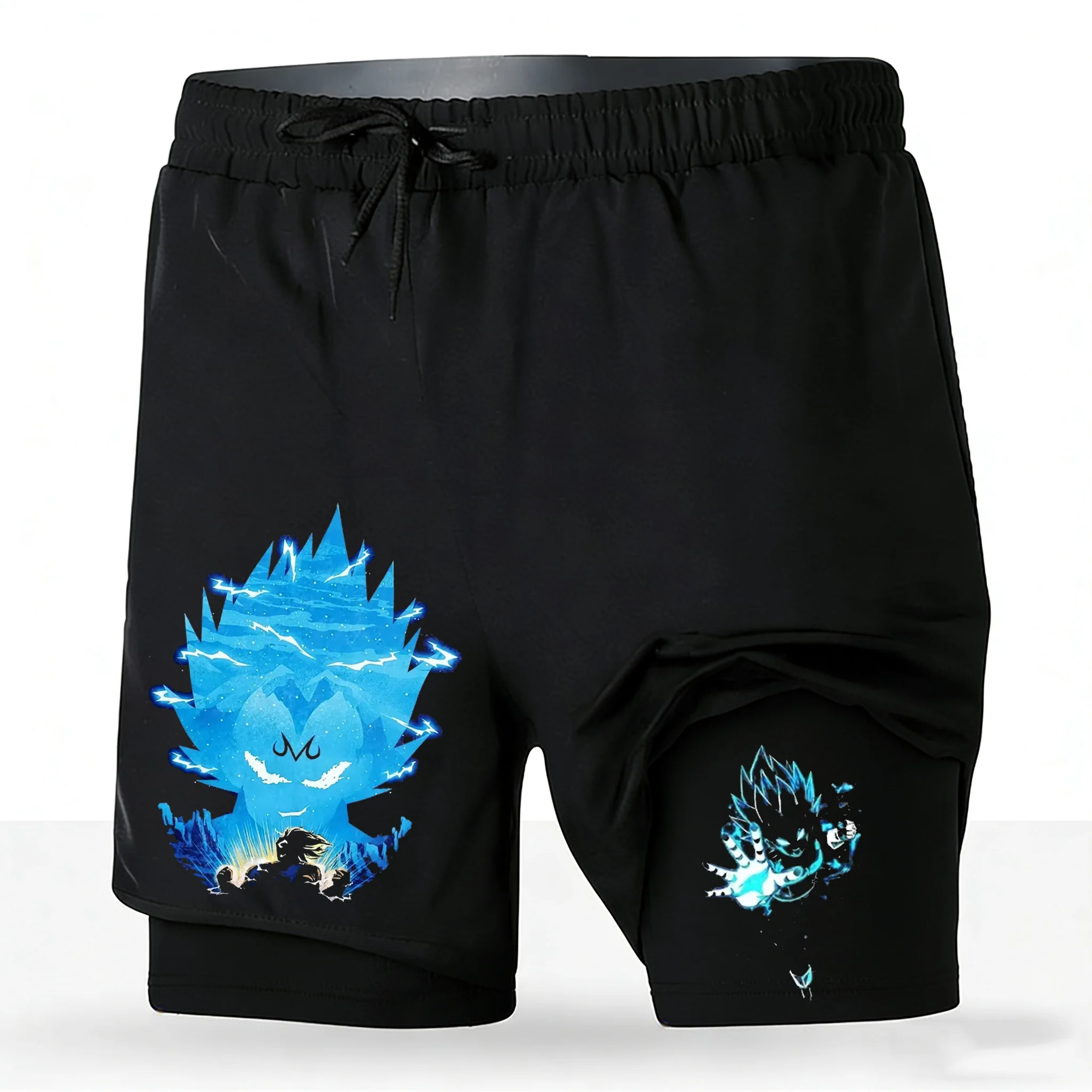 

Мужские спортивные шорты 2-в-1 с принтом Vegeta Super Saiyan Blue из аниме Dragon Ball, быстросохнущие, для тренировок, унисекс, новинка 2026 года