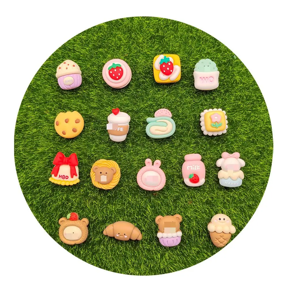 Kawaii Cartoon Animal Fruit Cookies Simulation Food Flat Back Resin Cabochon  Decoration DIY Scrapbooking Accessories