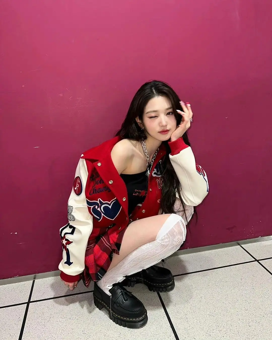 Loose Outerwear Jazz Performance Women's Group Song Promotion Kitsch Baseball Style Jacket Autumn 2023 Fashion Trend