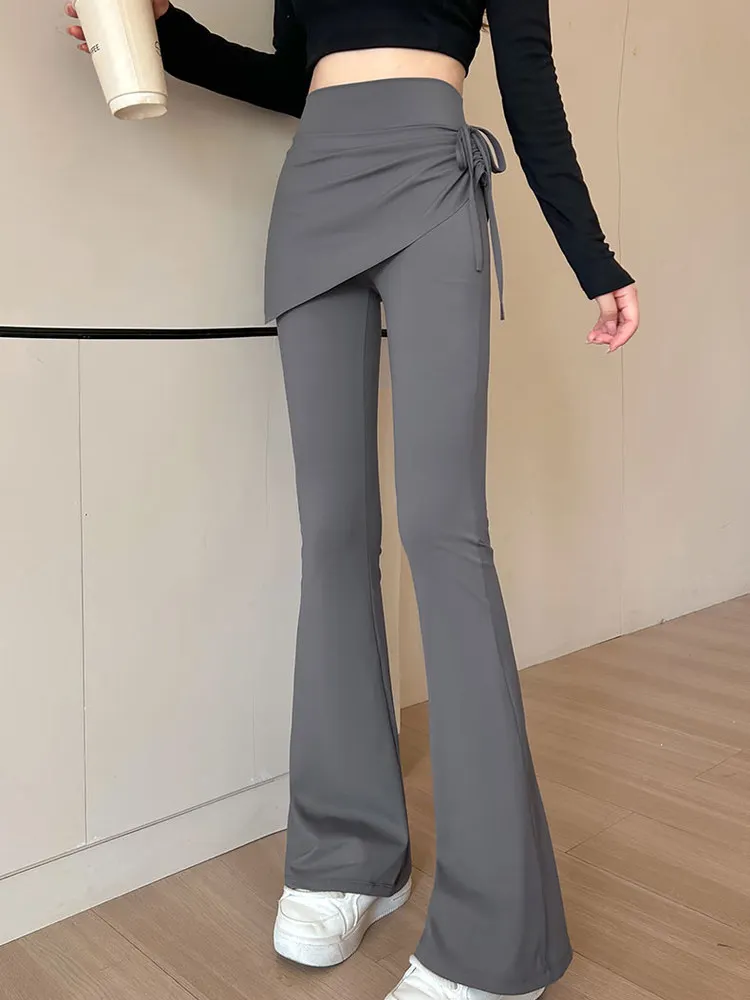 Pantaloni da yoga a vita alta Pantaloni da allenamento fitn micro svasati da donna Pilates Esercizio sportivo Pantaloni casual Fibra di poliestere