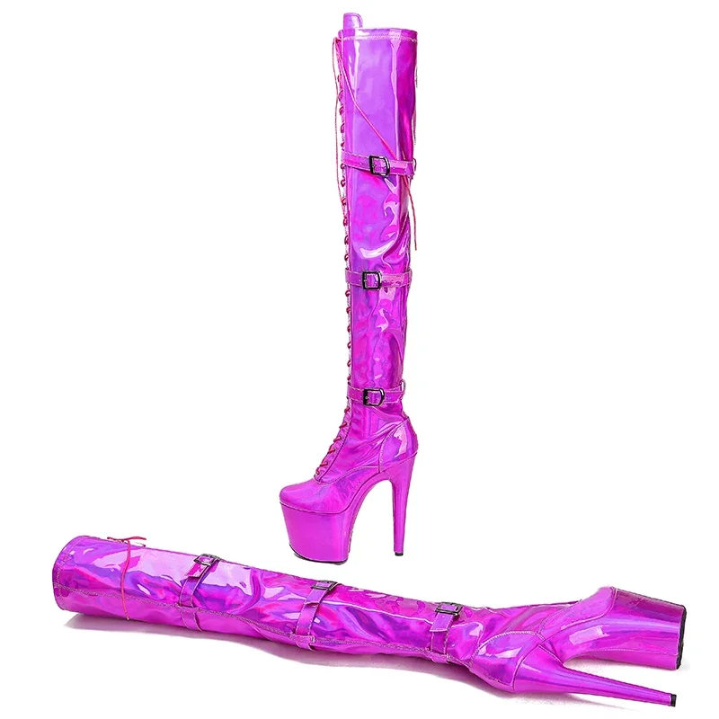 Leecabe  20CM/8inches Pole dancing shoes High Heel platform Boots closed toe Pole Dance boots