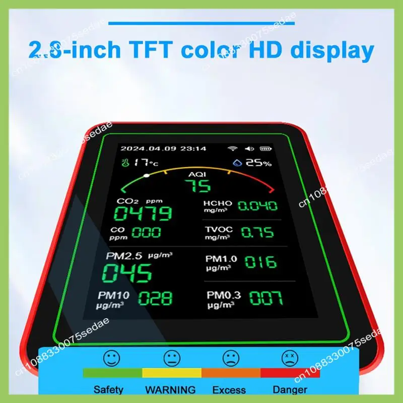 Y19A Air Quality Monitor  15 In 1 Smart Air Quality Tester With PM CO 2 CO TVOC HCHO Temperature&Humidity Display  A EU Plug