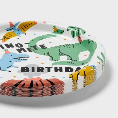 Disposable Plates 20Ct Dinosaur Happy Birthday Dinner for Parties Picnics and Meals