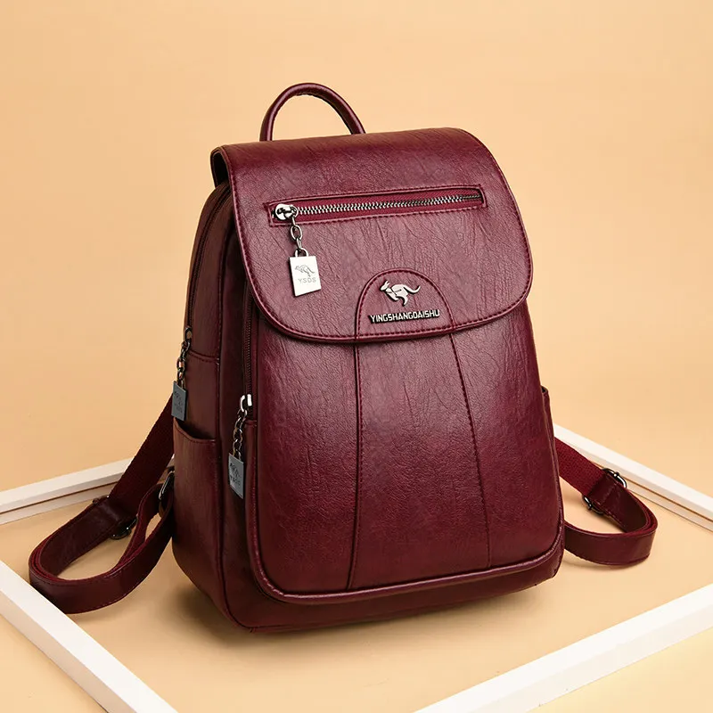 

Hot Sell Women Soft Leather Backpacks Vintage Female Shoulder Bags Sac a Dos Casual Travel Ladies Bagpack Mochilas School Bags
