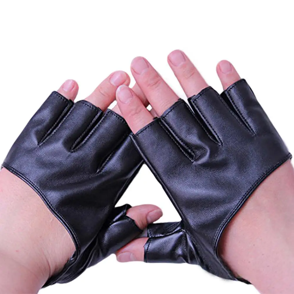 Guantes de medio Dedo de cuero de imitación para mujer, conducción, Pole Dancing, guantes de rendimiento de baile, guantes de disfraz de Halloween