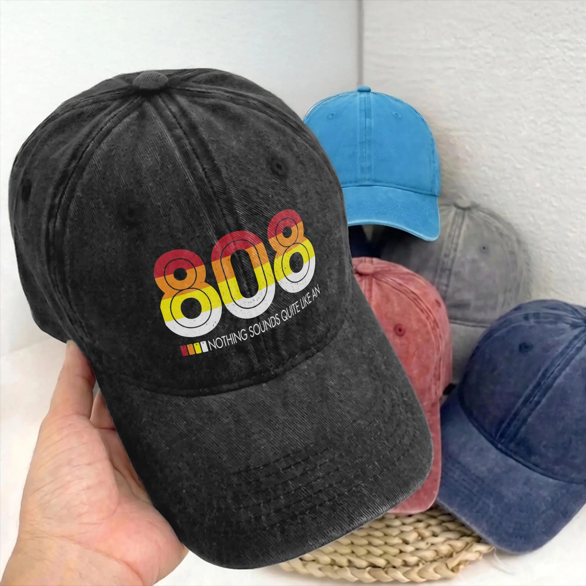 808 Classic Music Electronic Drum Machine Men Women Unstructured Baseball Cap 80s Distressed Washed Hats Vintage Gift Snapback