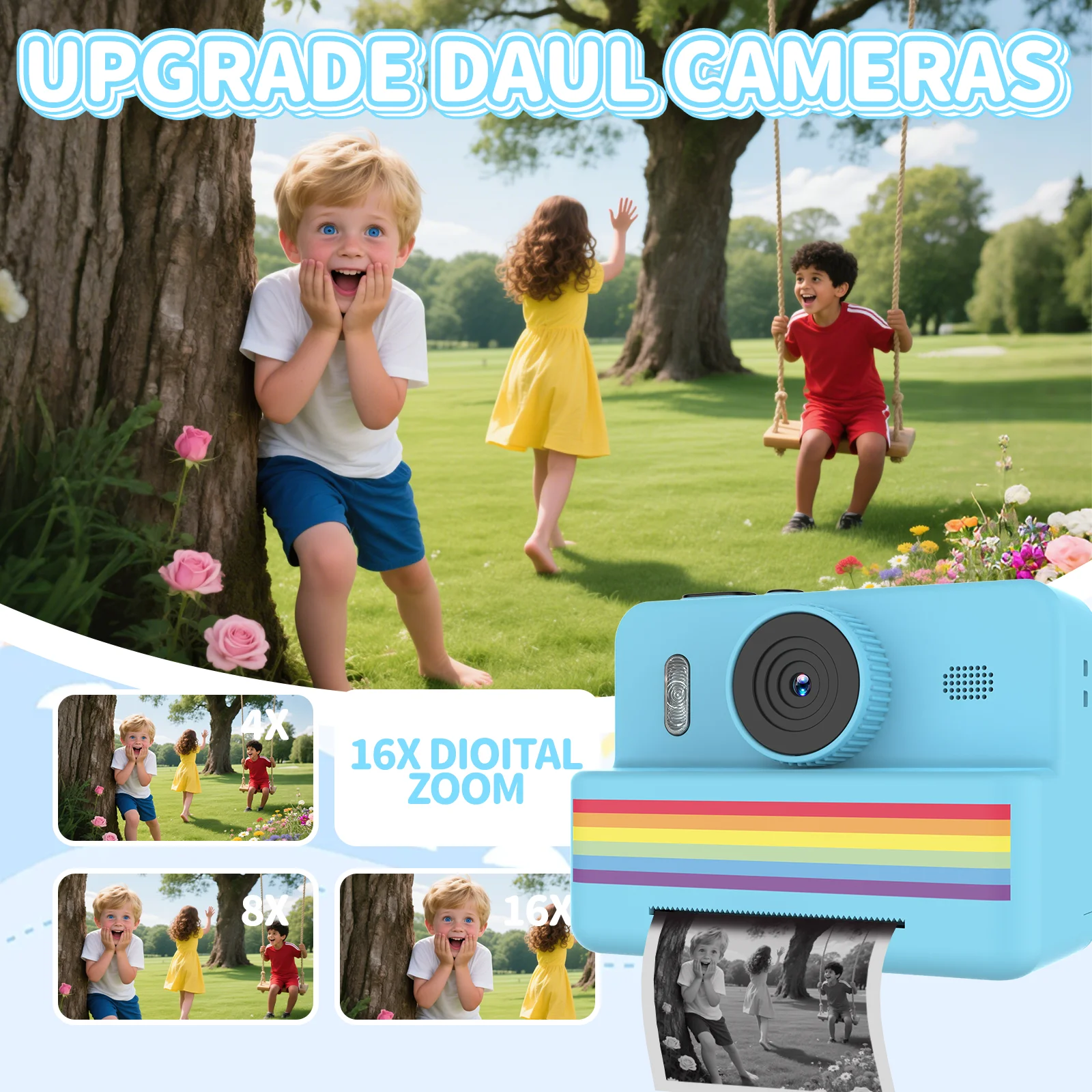 デジタル子供用カメラ写真撮影用ミニプリンターポータブルサーマルインスタントプリント写真子供用カメラ 2.8 インチ HD ビデオおもちゃギフト