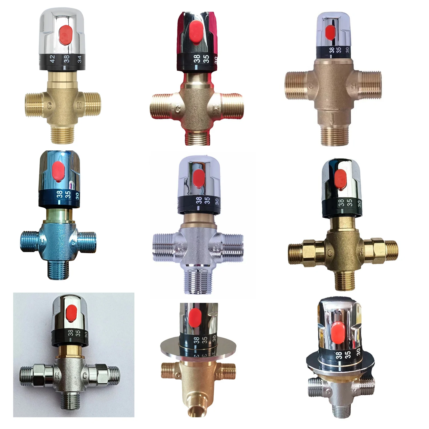 Brass Thermostatic Mixing Valve Constant Water Temperature Shower Faucet Valve Thermostat Bathroom Kitchen Tap Valve