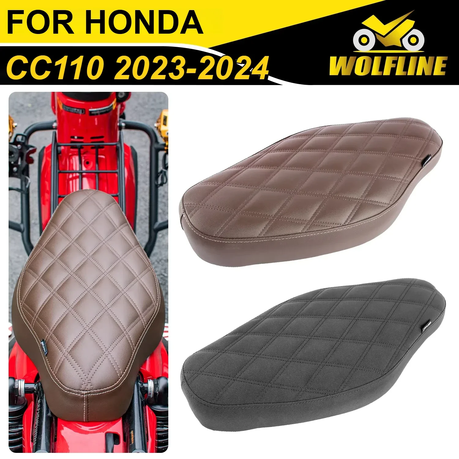 

WOLFLINE Driver Passenger Seat Pad 2-Up Saddle Cushion for Honda Cross Cub 110 CC110 2023-2024