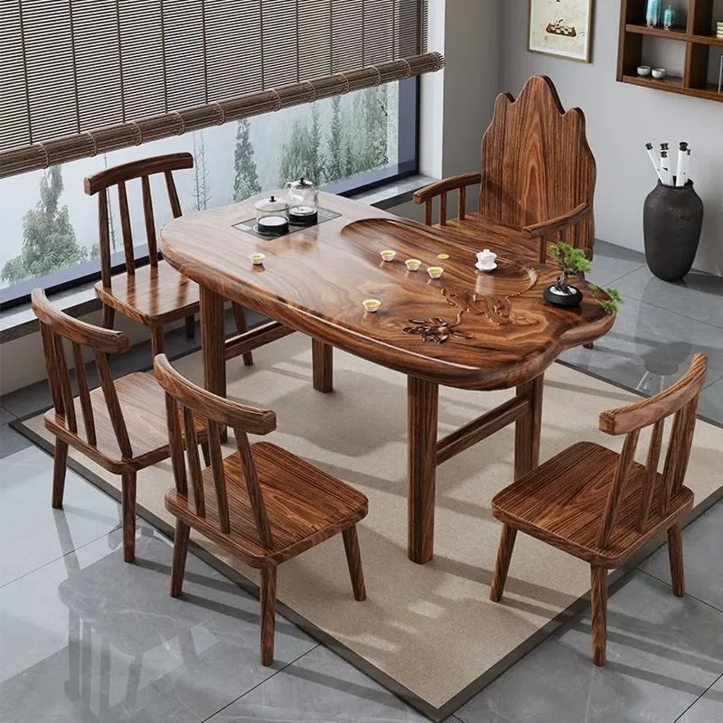 Solid wood table and chair combination small apartment