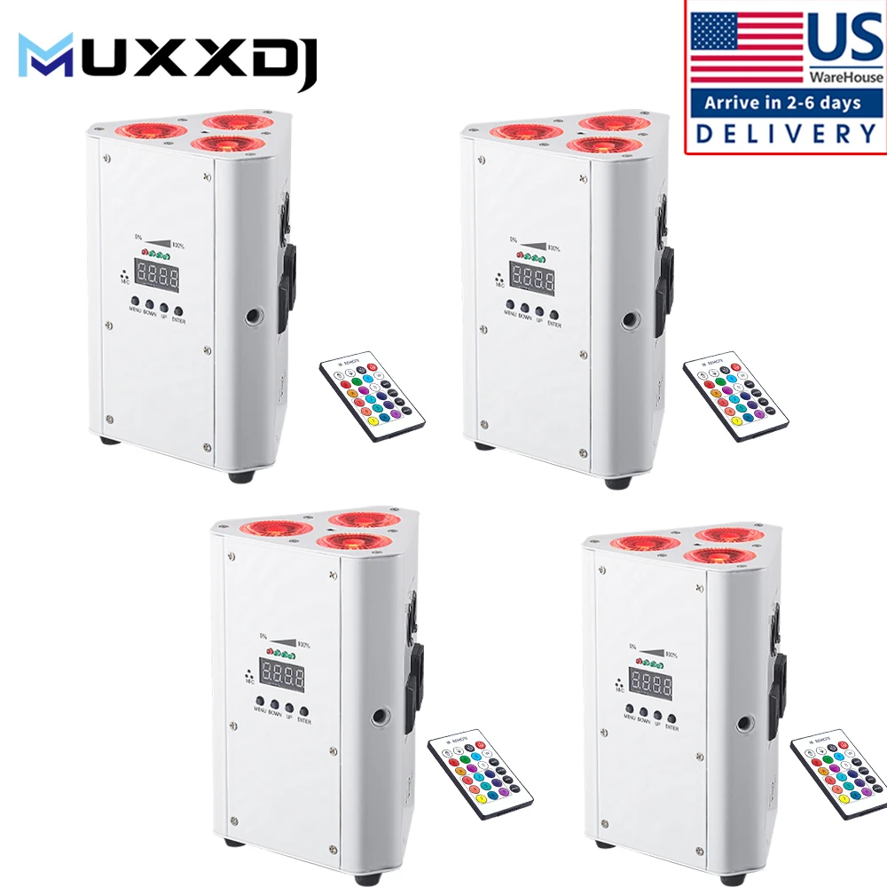 

4-pack 50W RGBAW UV 6in1 Triangle Par Light With Battery For Wedding KTV Birthday Party Stage Lighting
