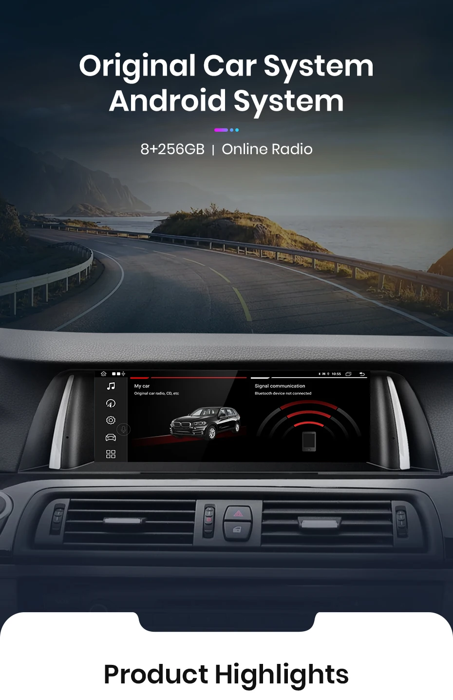 Junsun Kabelloses CarPlay und Android Auto Autoradio für BMW 5er F10 F11 2011-2017 CIC NBT Intelligentes System Stereo GPS-Navigation – Detail 4
