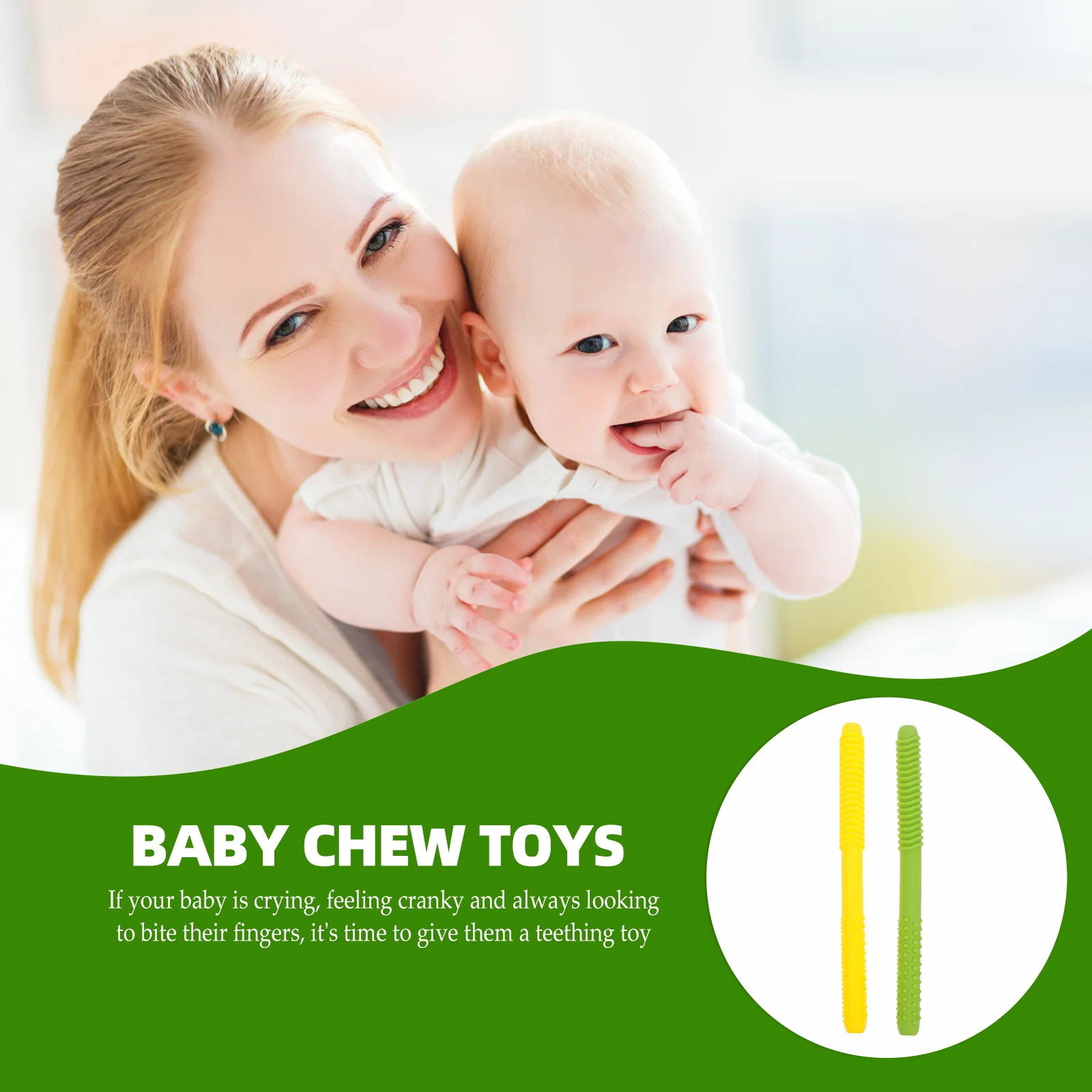 

2 шт., силиконовые детские прорезыватели, полые мягкие жевательные стержни, безопасные аксессуары для прорезывания зубов для младенцев, детские прорезыватели, силиконовая жевательная игрушка