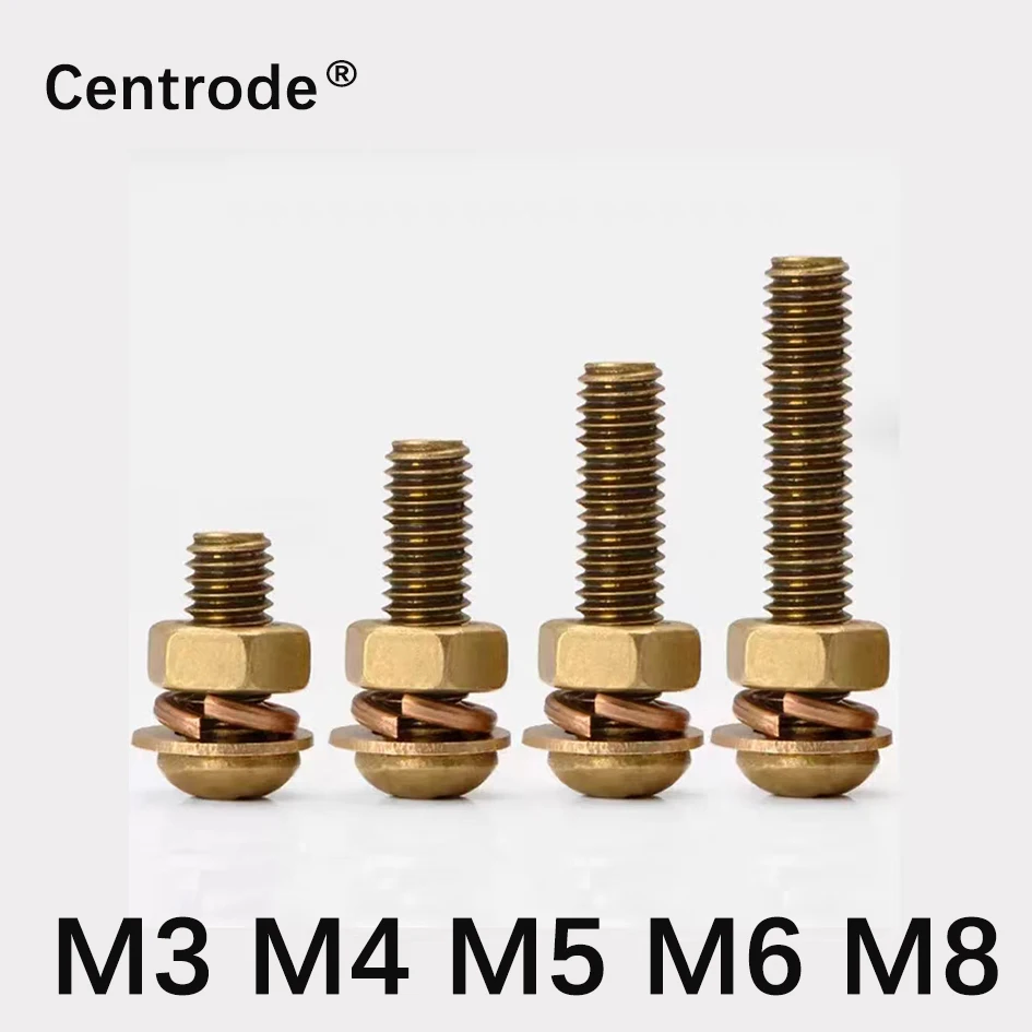 M3M4M5M6 Brass Screw Nut Set Large Full Cross Round Head Head Screw with Flat Bounce Shimorteeth