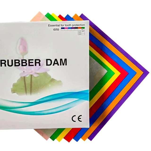 36/52 szt. Guma dentystyczna zapora naturalna guma lateksowa zapory barierowe zielony ciemnoniebieski 5*5/6*6 "dla dzieci dorośli materiały do ​​leczenia stomatologicznego