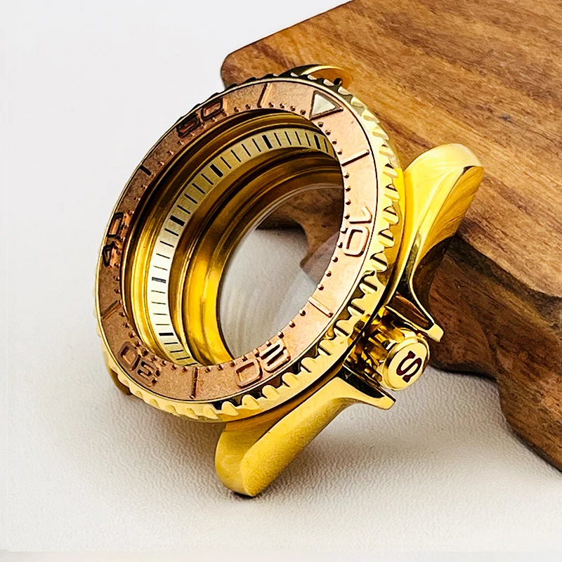 41mm Gold SKX007 Watch Cases NH35 Case Fit for NH34 NH35 NH36 7S26 Movement Sapphire Crystal Glass SRPD Men Diving Case