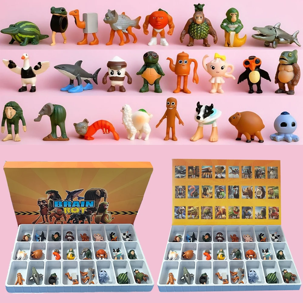

24pcs Italian Brainrot Tung Tung Sahur Figure Tralalero Tralala Bombardino Crocodilo Shimpanzinures Birthday Gift Christmas Gift
