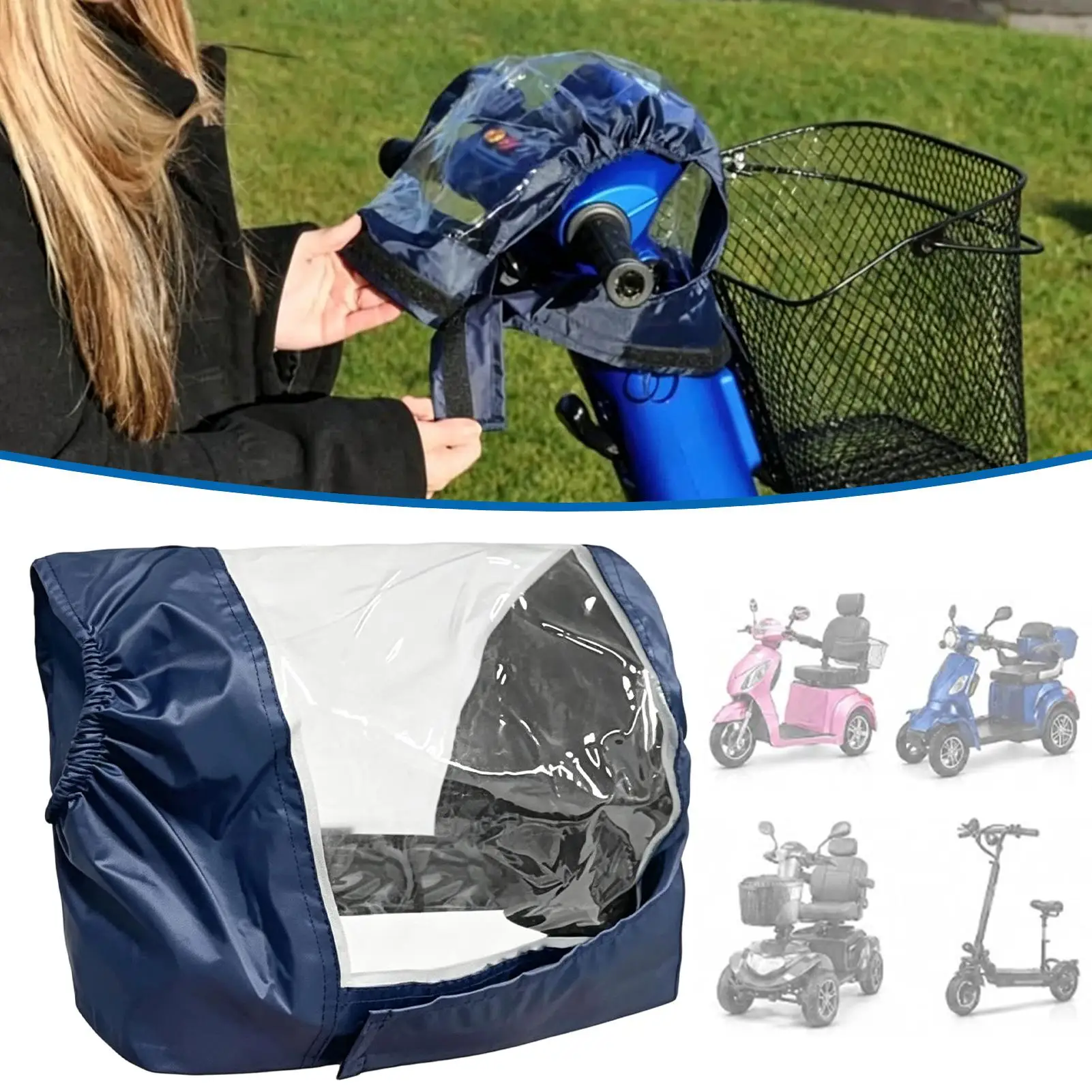 Electric Scooter Cover Clear Heavy Duty Protector 17x13x12in Elastic Cuffs Outdoor Wind Guard Portable for Travel Storage