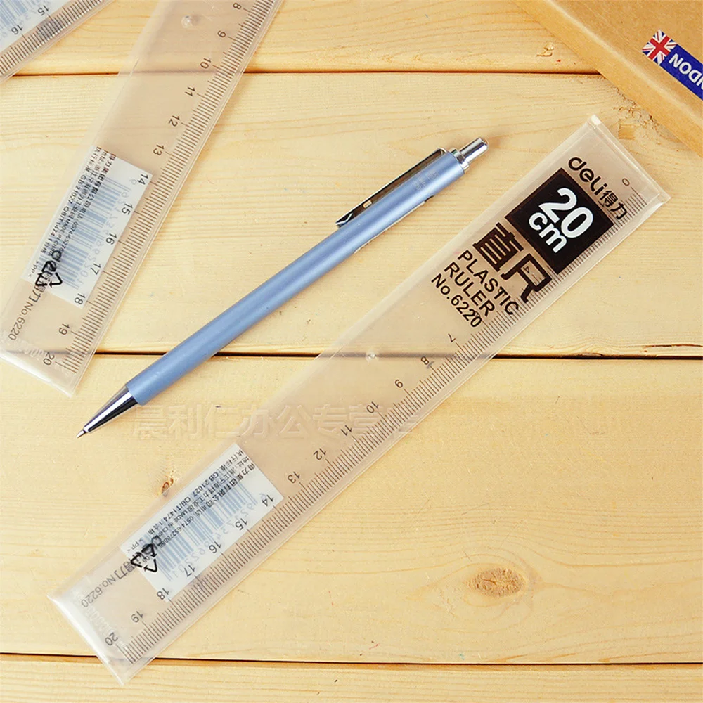 Deli 20cm Transparent Plastic Straight Ruler CM Scale Artist Measure Drawing Tool Student Stationery Gift Office School Supply