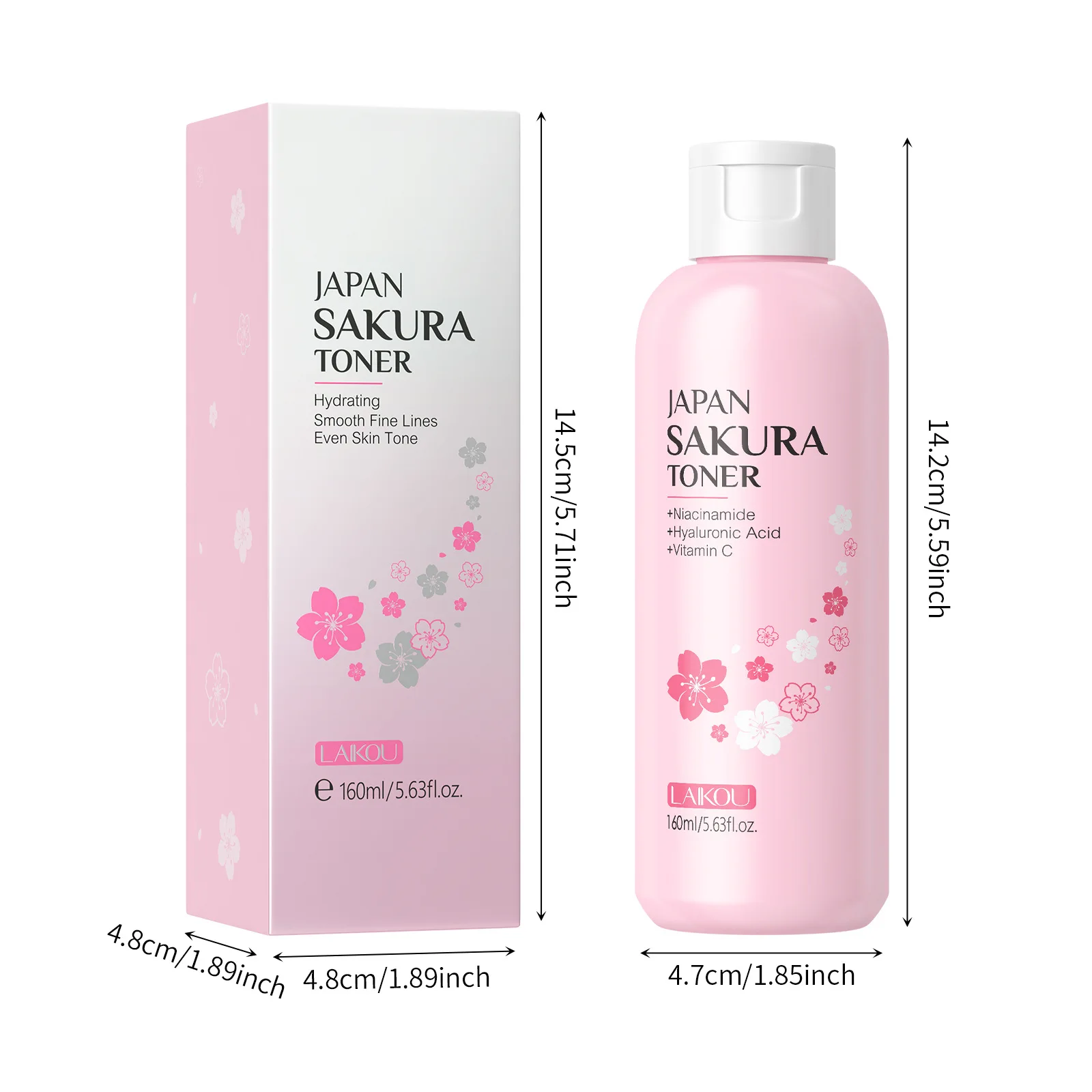 LAIKOU Cherry Blossom Face Mist, Upgraded Toner for Pore Minimizing, Hydrating Moisturizing Spray 160ml Big Bottle