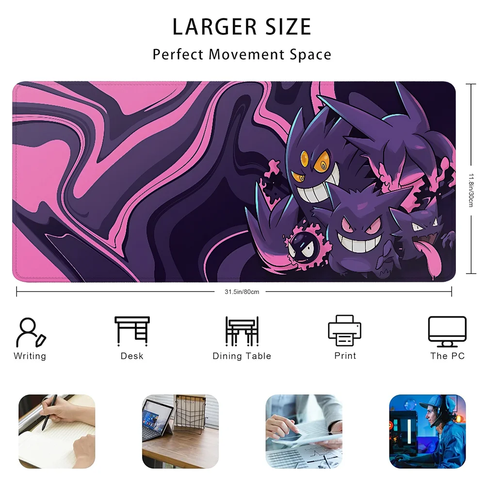 Tappetino per mouse Tappetino per mouse grande per giocatori Anime P-pokemon Gomma antiscivolo Tavolo per computer sul bordo Tappetini da gioco Tappetino da scrivania Accessori per ufficio