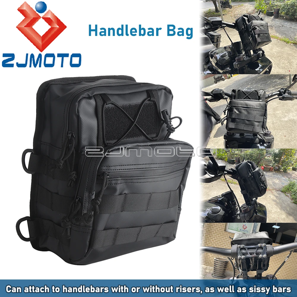 Motorcycle Outdoor Handlebar Bags Storage Bag T-Bar Tool Pack Luggage Pouch For Harley Sportster Softail Cafe Racer Suzuki M109R